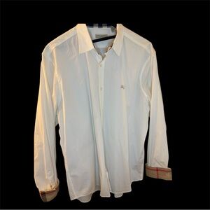 Burberry button down white classic check print sleeve and collar mens size xxl